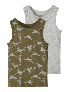 Tank top 2-pack Dino Olive Night