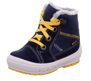 Bottes enfant Groovy bleu/jaune largeur moyenne