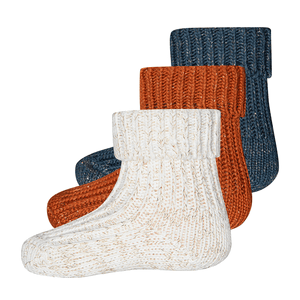 Paquet de 3 chaussettes pour bébé avec rabat fil scintillant scin/olive/cuivre