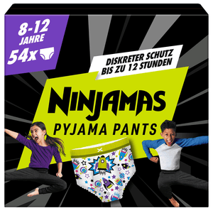 NINJAMAS Couches culottes pyjamas pack mensuel, 8-12 ans, 54 pièces