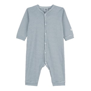 Pyjama dors-bien bébé sans pied milleraies coton bleu rover/blanc marshmallow