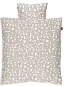 Parure de lit enfant animaux zoo taupe 80x80 cm/100x135 cm