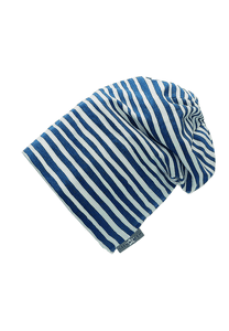 Slouch-Beanie Streifen mittelblau