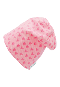 Slouch-Beanie Herzen rosa