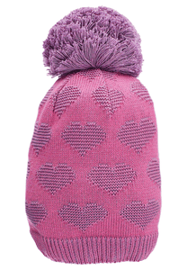 Pom pom hatt hjärtan rosa