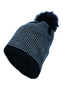 Pom-pom muts glittereffect marine