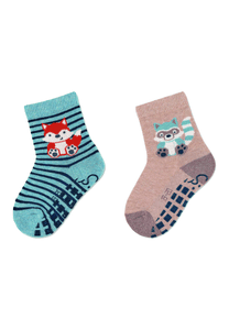 Chaussettes ABS double pack renard et animal de la forêt bleu