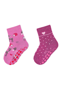 Lot de deux chaussettes ABS Animaux de la forêt et Touche rose