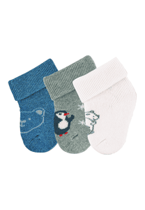 First Baby Socks 3-Pack Bear Ink Blue