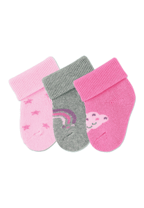 First Baby Socks 3-Pack Stars Pink