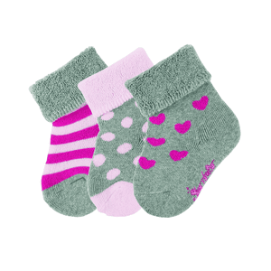 Lot de 3 chaussettes bébé milleraies argent chiné