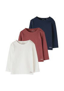 s. Olive r Shirt met lange mouwen 3-pack wit/rood/blauw