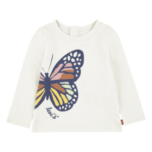 Levi's® Maglia a maniche lunghe, bianca con farfalla