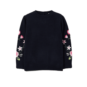 Gebreide trui floral blauw