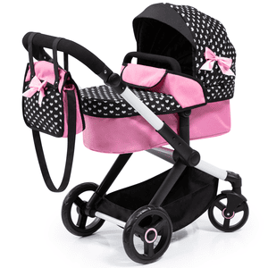 Design Combi Poppenwagen Xeo Zwart/Roze