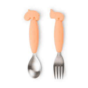 Set di cucchiai e forchette Easy-grip, Deer friends Coral