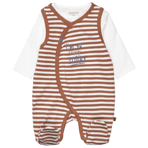 Grenouillère et t-shirt enfant rayures café marron