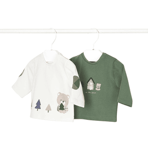 2 paquetes de camisas de manga larga blanco/verde