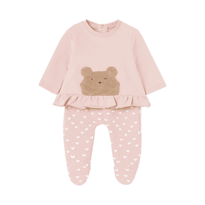 Baby Set aus Pullover und Hose rosa/weiß