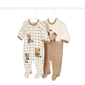 2er Pack Schlafoverall beige
