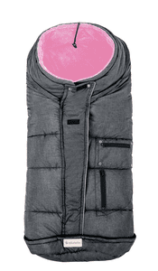 Winterfußsack mit 3M Füllung dunkelgrau rosa