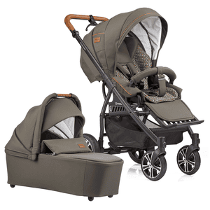 Kinderwagen F4 Air+ met handrem - olijf bloemen