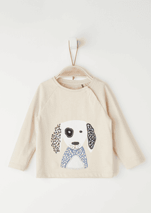 Langarmshirt Hund beige