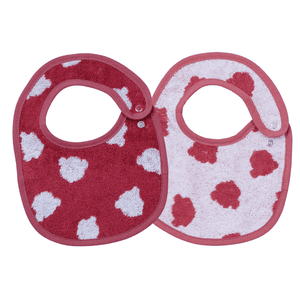 Bavoir bébé boutons-pression Teddy rouge lot de 2