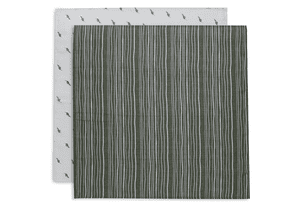 Mulltuch Musselin 70x70cm 2er-Pack Stripe Olive Leaf Green