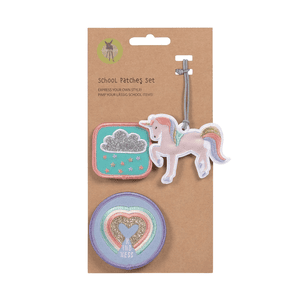 School Patches Set Unicorn glitter