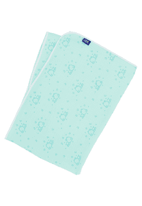 Plaid enfant petit ours mousseline turquoise clair