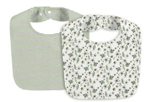 Slabbetje 2-pack Petit Fleurs groen/wit