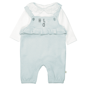 Strampler+Shirt aqua sky gestreift