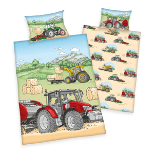 Parure de lit enfant flanelle tracteur 100x135 cm