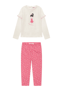 Set camicia a maniche lunghe + leggings rosa