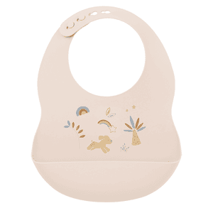 Bavoir bébé motifs silicone blanc