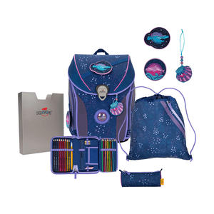 Set zaino scuola Ergoflex Max Deep Ocean, 5 pezzi