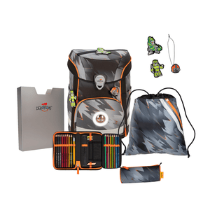 Mochila escolar ErgoFlex Easy LED Cyber Dino 5 piezas