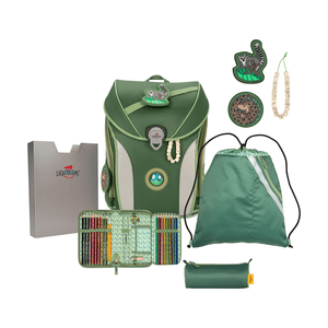 Set zaino scuola ErgoFlex MAX Exclusive ECO Green Planet , 5 pezzi