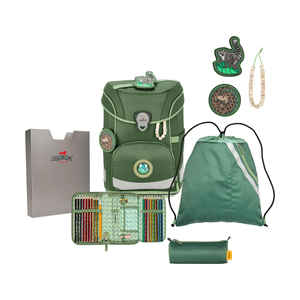 Mochila con set escolar ErgoFlex Easy ECO Green Planet  5 piezas