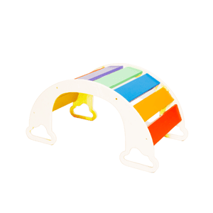 Family-SCL Echelle d'escalade enfant bascule Rainbow bois blanc/arc-en-ciel