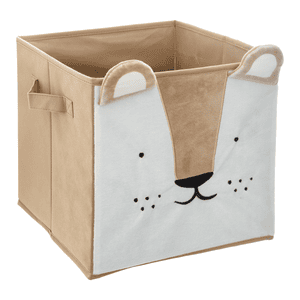 atmosphera Bac de rangement enfant lion velours jaune