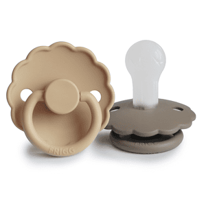 Sucette Daisy 0-6 mois silicone Croissant/Portobello lot de 2