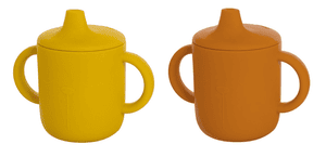 Tasses enfant poignées Lili l'ours silicone, Cinnamon/Mustard lot de 2