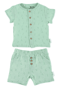 Set shirt+short palmboom medium groen