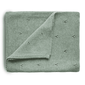 Coperta in maglia Pointelle Sage Melange 80 x 100 cm