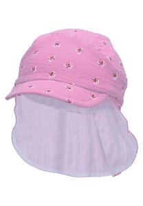 Peaked Cap med nackskydd blommor Pale Pink