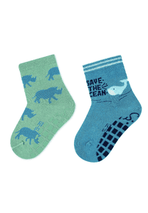 Chaussettes ABS double pack rhinocéros/baleine vert