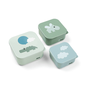 Boîte à goûter enfant Happy clouds PP vert lot de 3