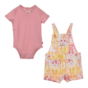 Levi's® Set tuinbroek en body roze/geel